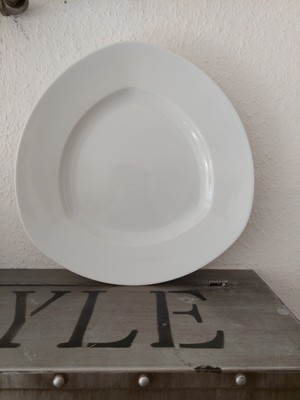 Platte Teller Servierteller Weiß 30cm Porzellan Porzellanteller 3eckig