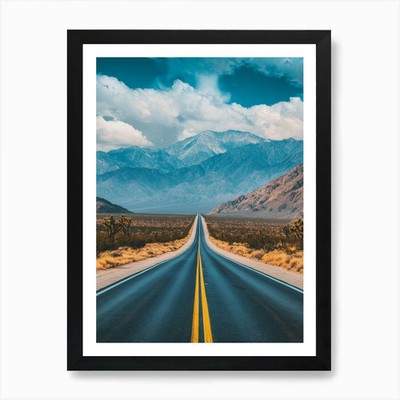 Straße in der Wüste 4 Kunstdruck Rahmen gerahmt Wandbild Poster Leinwanddruck Bild