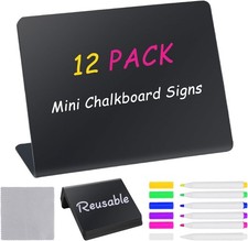 12PCS Mini Chalkboard Signs, 4"x3" Food Labels for Party Buffet, Reusable Table