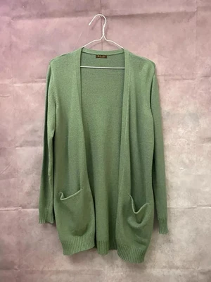 Loro Piana Luxury Men's Green Cashmere Long Cardigan Size 48 Made in Italy