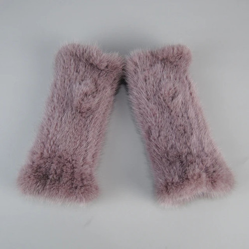 Winter Gloves Warm Fashion Gloves Real Farm Mink Fur Knitted Mittens Fingerless - Picture 46 of 57