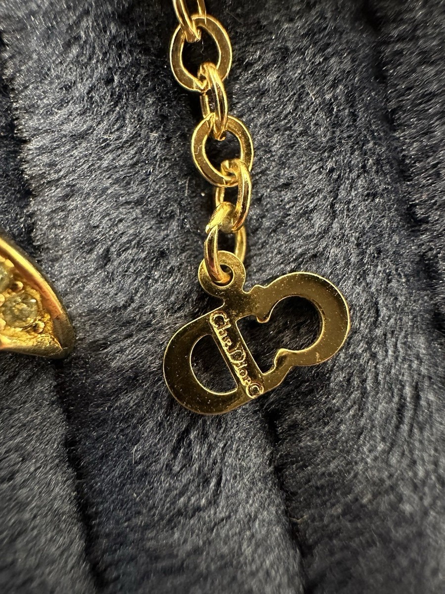 Christian Dior Vintage Rhinestones Ribbon Motif Necklace | eBay