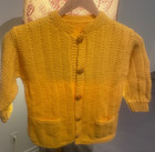 Toddler sweater 4T, yellw, fine Italian imported wool,buttons&pockets, hand-knit — photo 1