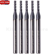 5Pcs 4 Flute 1/16" x 1/8" x 1/4" x 1-1/2" Solid Carbide End Mills AlTiN Coated