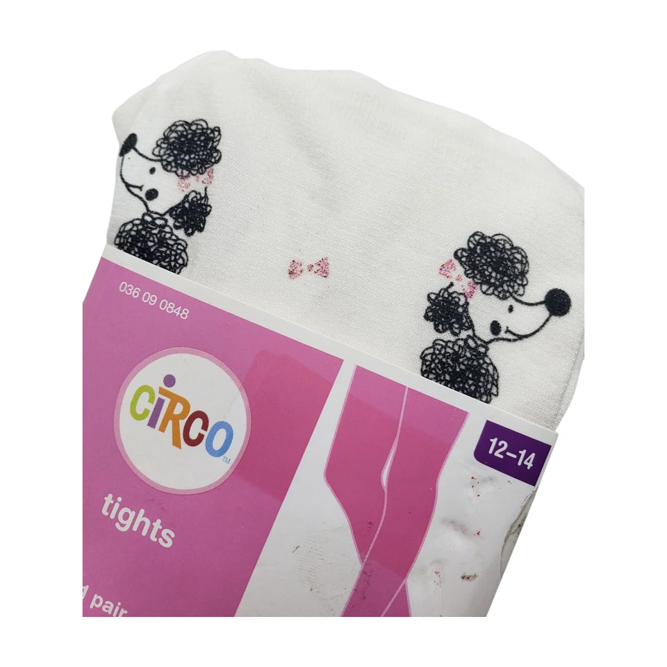 Leggings Vintage Niñas 12-14 Blanco Caniche Estampado Rosa Lazos Medias Nuevas Sin Usar Foto 3 de 4