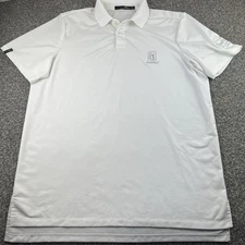 Ralph Lauren RLX Polo Shirt Mens Large White Solid TPC Logo Golf Embroidered