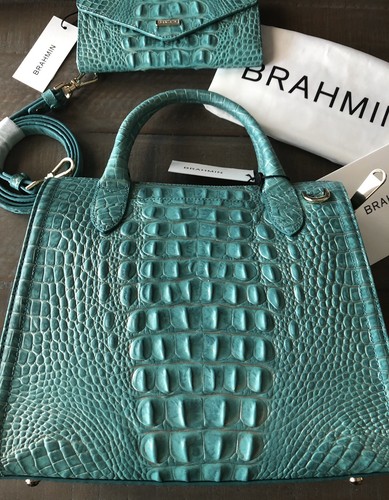 Brahmin kleine Caroline Satchel & Veronica Geldbörse ~ Meerjungfrau ~ Neu mit Etikett ~ silberne Spitze - Bild 7 von 13