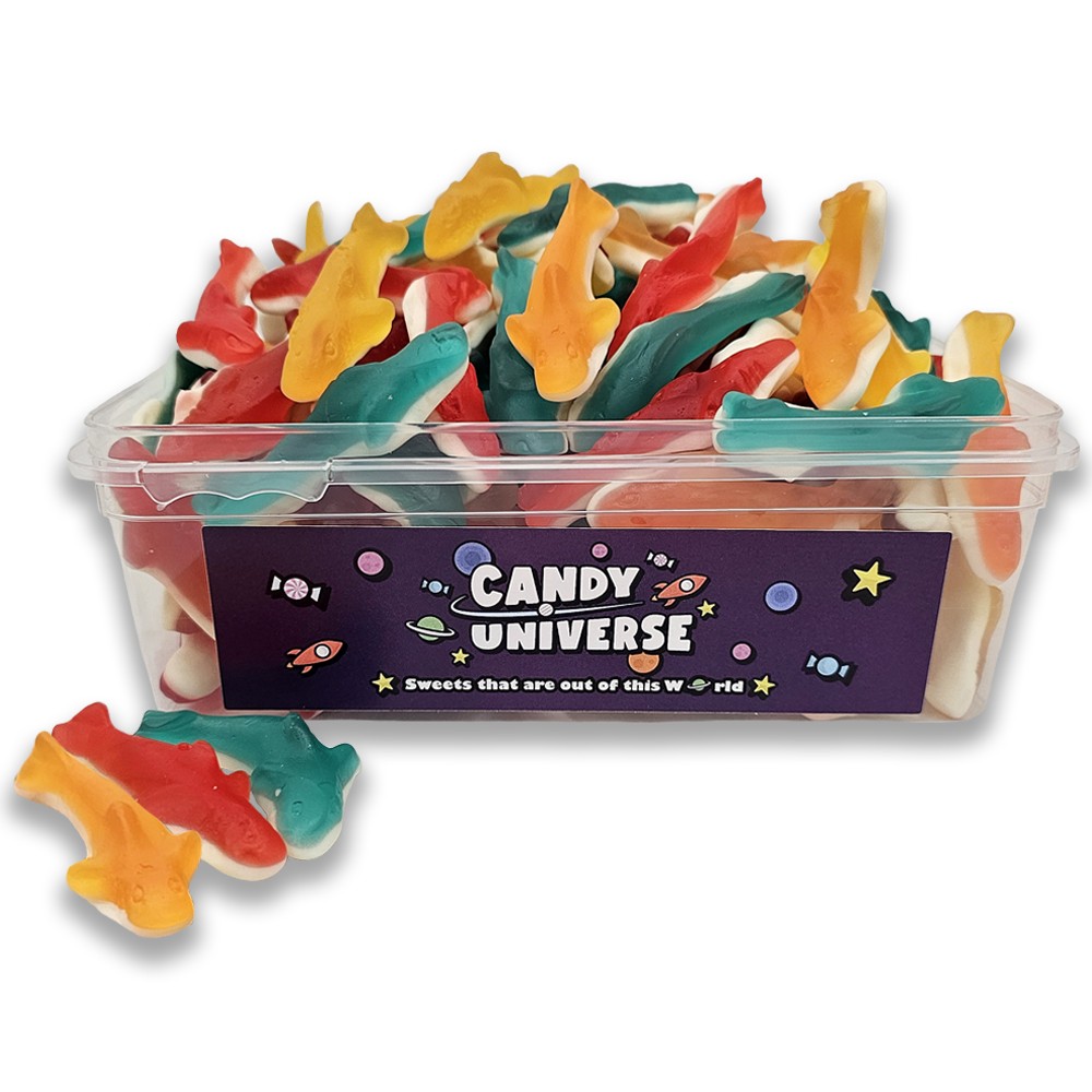 Candy Universe Sharks Tub 800g - Retro Colourful Fruity Chewy Jelly Foam Sweets