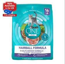 Purina ONE Plus Hairball Formula Dry Cat Food Chicken Adult 16 lb Bag