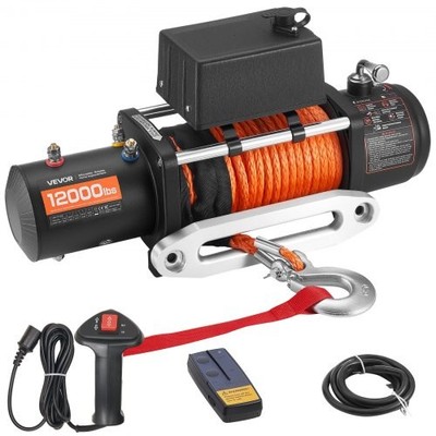 Electric Winch, 12000 lbs Load Capacity, 12V DC Truck Winch with 0.36 in x 75.5