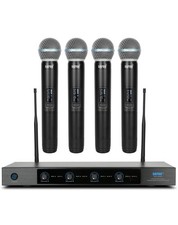 4-Channel Wireless Microphone System - 250Ft Range, Metal Mics  Receiver, Fi...