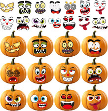 36PCS Halloween Pumpkin Face Stickers DIY Party Favors for Kids Crafts  Games