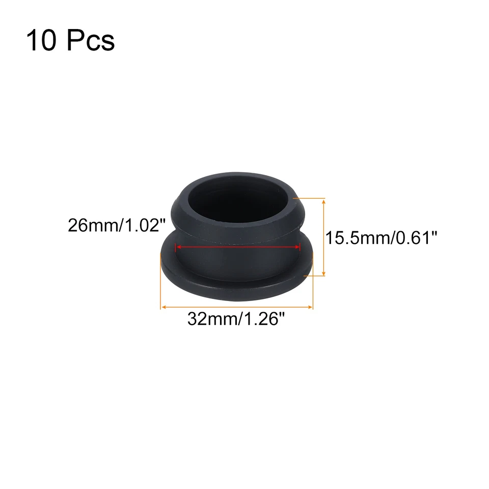 5 tapones de orificio de silicona tipo empotrado panel tapones de orificio redondo 26 mm de diámetro negro Foto 3 de 4