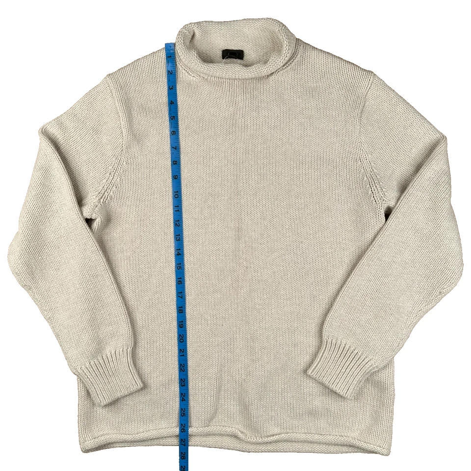 J Crew Sweater Orasman Roll Neck Ribbed Knit Mens M Beige Heavy Wool Fisherman - Image 2 of 4