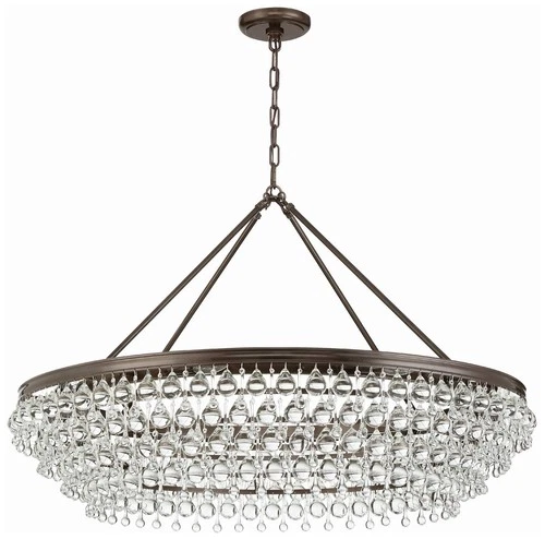 Calypso 40" Wide Bronze and Glass Round Kitchen Island Chandelier - Picture 3 of 8