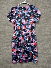 Banana Republic Dress Womens 6 Multicolor Tie Dye Wrap V Neck Knee Length