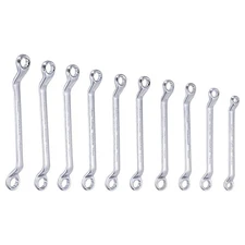 45-Degree Offset Box End Wrench Set, 5.5-21mm CR-V with Rolling Pouch, 10-Piece