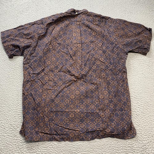 Reyn Spooner Shirt Mens Medium Brown Blue Hawaiian Button Up Made in USA Cotton - Picture 5 of 8