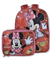 Large Backpack - Disney Minnie Mouse  w/Lunch Bag School 16" NEW Girls