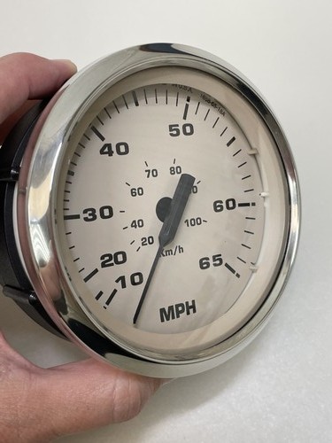 FARIA SE9396A SPEEDOMETER GAUGE SILVER BEZEL / BEIGE FACE 3 1/4" MARINE BOAT - Picture 2 of 6