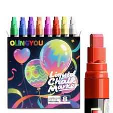 OLINGYOU Window Chalk Markers for Cars Glass 1 Count Pack of 8 , Multicolor