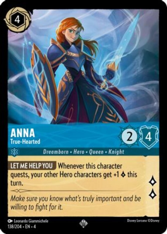 x1 Anna - True-Hearted - 138/204 - Super Rare Lorcana DLC04 Ursula's Return M/NM