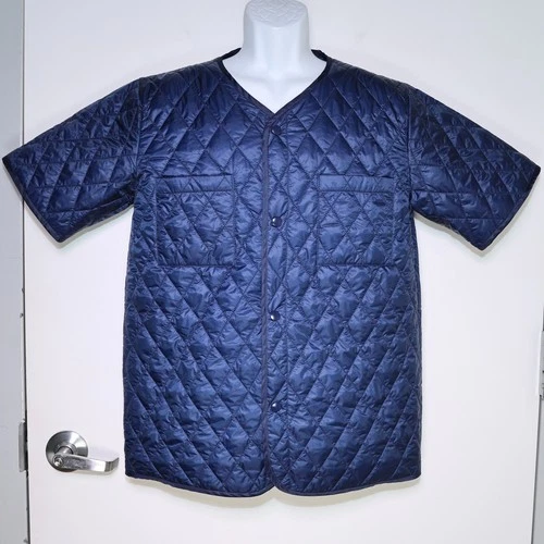 BRAIN DEAD - Blue Quilted Short Sleeve Snap Button Jacket - Men's Medium, NEW 🔥 video thumbnail