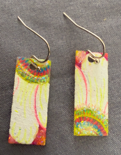Boucles d'oreilles fleurs fait main - Nature, papillon, oiseau, océan - verre, plastique - Photo 92/92