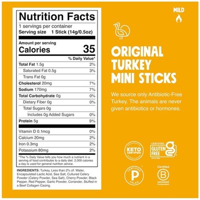 Turkey Meat Sticks, High Protein Snack, 24 Count~