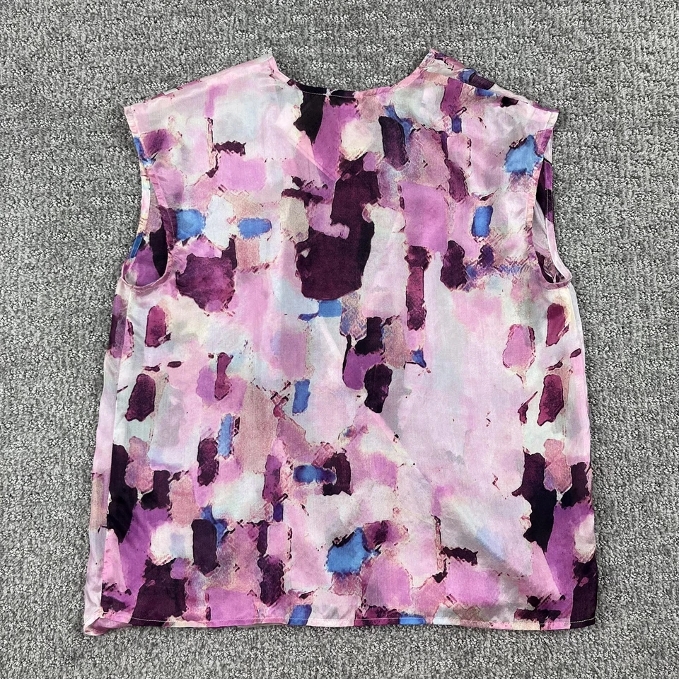 Camisa Threads 4 Thought Mujer Pequeña Púrpura Rosa Seda Sin Mangas Blusa Top Envolvente Foto 2 de 4