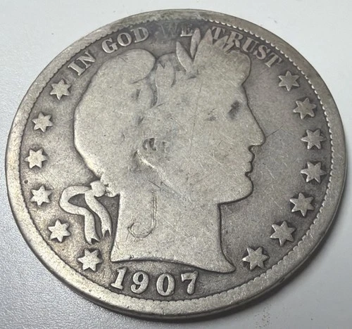1907 D Barber Head Silver Half Dollar R13
