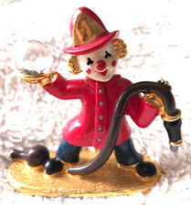 Spoontiques Clown Fireman w/Hose Pewter Gold Plated Swarovski Crystal Ball KM438