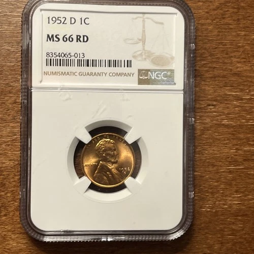 1952-D Lincoln Wheat Cent, NGC MS-66 RD, Full Mint Red with bonus PCGS cent slab