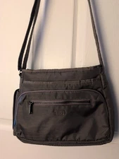 Lug Infinity Collection Shimmy Crossbody Purse Dark Gray Organizer Clean