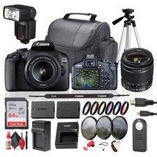 Canon EOS 2000D / Rebel T7 DSLR Camera with 18-55mm Zoom Lens, 64GB Card,