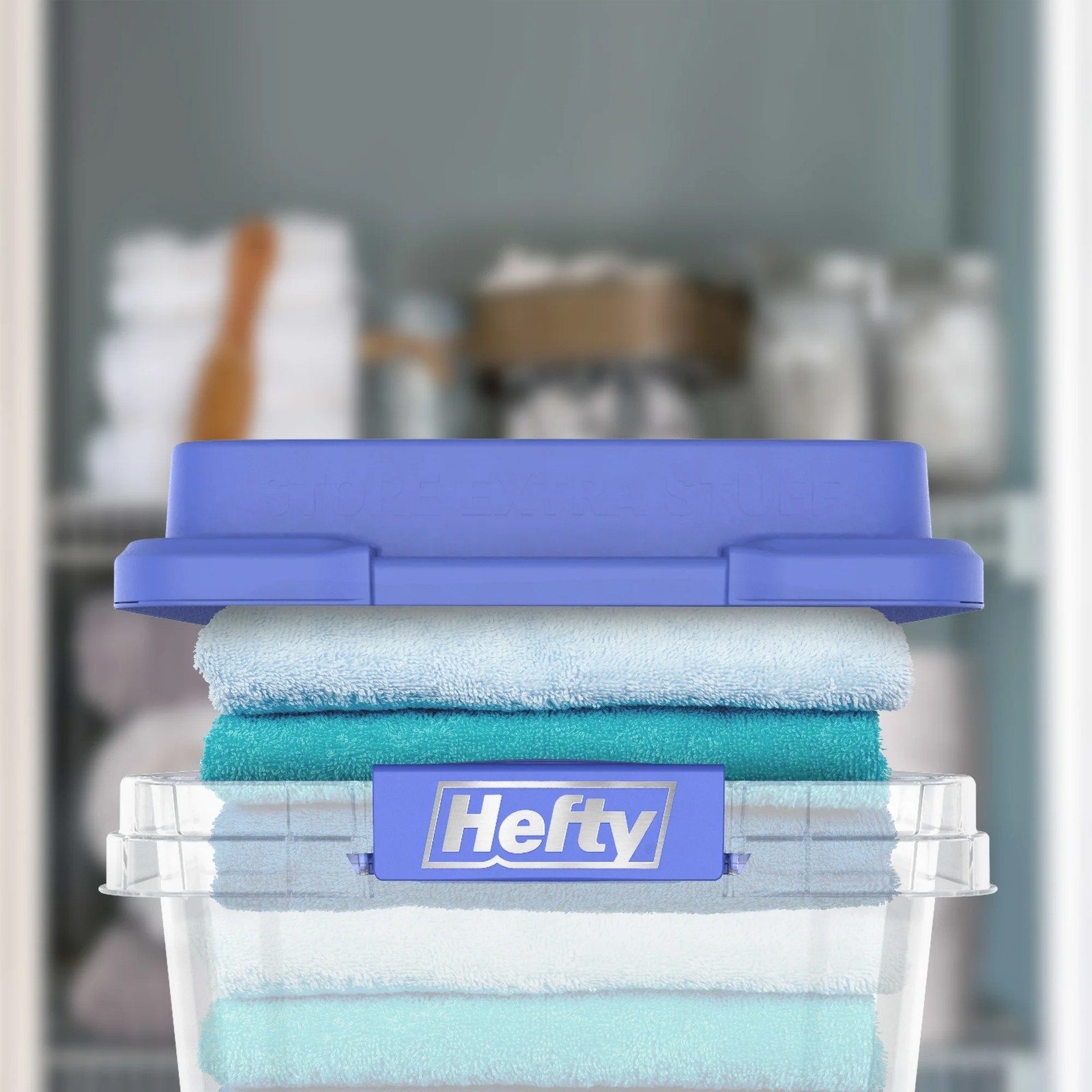 Hefty 6 Pack 32 Quart Hi-Rise Stackable Plastic Storage Bin with Lid ...