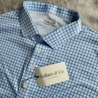 NWT Collars and Co Dress Collar Polo Shirt Men XL Relaxed Microcheck Plaid Blue