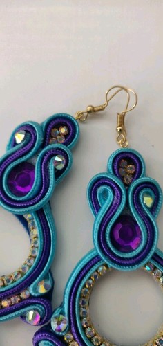 Pendientes mexicanos soutache Mayoreo Lote 6 Pares de Aretes Soutache artesanal. - Imagen 10 de 11