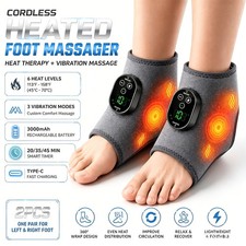 4-in-1 Electric Foot Ankle Massager Brace Pain Relief Heating Vibration Therapy