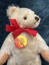 Steiff Original Teddy Bear  0203/26 10" white mohair fully jointed all tags mint