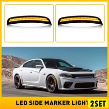 1/2Set For Dodge Lens Charger 2015-2022 Smoked LED Front Amber Bumper Side Light