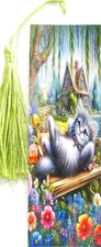 CAT KITTEN ON A PARK BENCH - BIRDS,CATS,FLOWERS,DOGS-BOOKMARKS