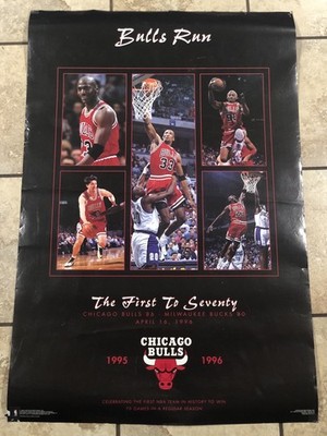 Michael Jordan Poster Chicago Bulls Run The First To 70 Wins 96