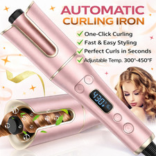 Automatic Curling Iron Rotating Hair Curler LCD Display Adjustable Heat Timer