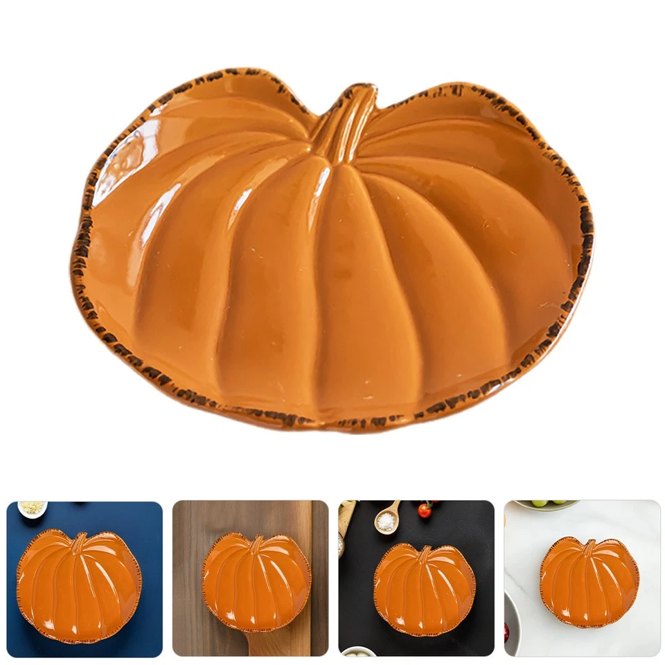Thanksgiving Dinner Plate Appetizer Serving Platter Pumpkin Tray