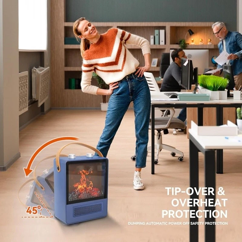Portable Electric Fireplace Heater 1500W 4 Heat Modes Realistic Flames Safety US - Image 4 of 4