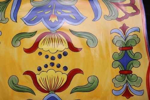 Gelbe Talavera quadratische Salatteller 9" 3er Set Maxcera handbemalt - Bild 5 von 5