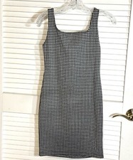 Popular Basics Houndstooth Bodycon Dress Sleeveless Size Small 28” Women EUC
