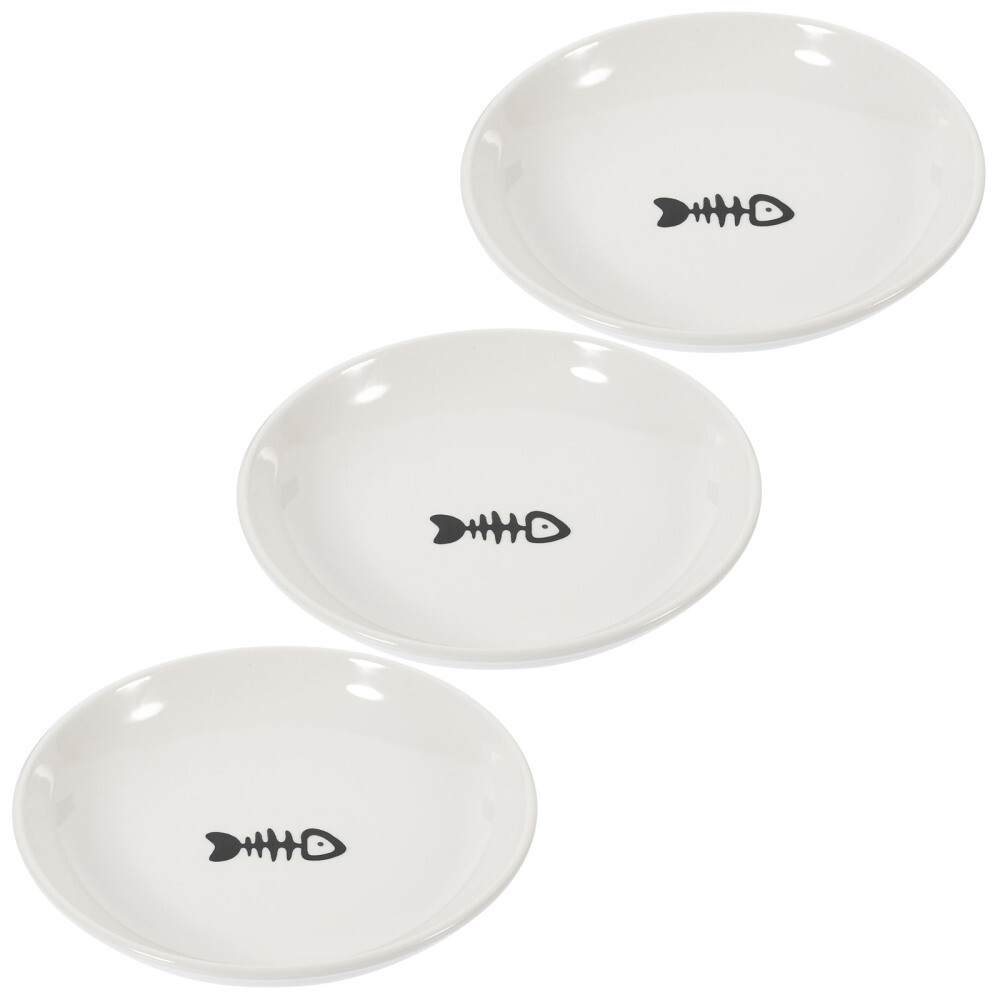 3pcs Cat Food Bowls Ceramic Cat Bowls Nonslip Silicone Bottom Feeder