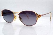 Vintage Sophia Loren 012 Gold Pink Oval Metal Sunglasses W/NEW LENSES